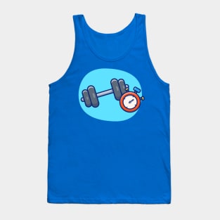 Dumbbell With Stopwatch Cartoon Tank Top